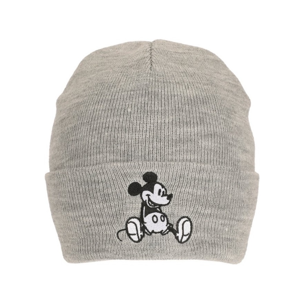 Mickey Mouse - Gray - Embroidered Knit Standard Cuff Beanie